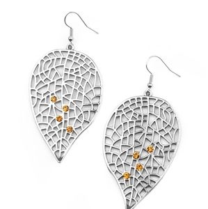Yellow stone Leaf Earrings